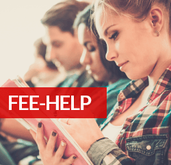 Graphic representation of FEE-HELP financial support concept.