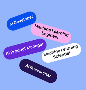 Word bubble graphic listing potential careers in Artificial Intelligence AI such as AI Developer,Machine Learning Engineer, AI Product Manager, and more – featured on StudySelect’s Artificial Intelligence AI courses page