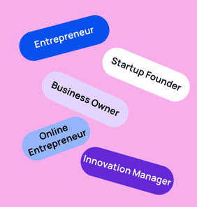 Word bubble graphic listing potential careers in Entrepreneurship such as Entrepreneur,Startup Founder, Business Owner, and more – featured on StudySelect’s Entrepreneurship courses page
