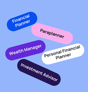 Word bubble graphic listing potential careers in Financial Planning such as Financial Planner,Paraplanner, Wealth Manager, and more – featured on StudySelect’s Financial Planning courses page