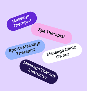 Word bubble graphic listing potential careers in Massage such as Massage Therapist,Spa Therapist, Sports Massage Therapist, and more – featured on StudySelect’s Massage courses page