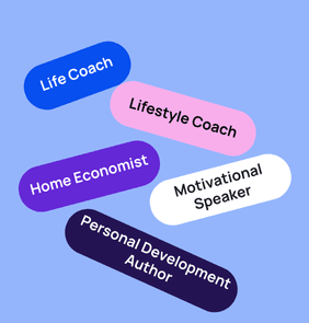 Word bubble graphic listing potential careers in Personal Development such as Life Coach,Lifestyle Coach, Home Economist, and more – featured on StudySelect’s Personal Development courses page
