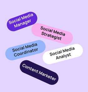 Word bubble graphic listing potential careers in Social Media Marketing such as Social Media Manager,Social Media Strategist, Social Media Coordinator, and more – featured on StudySelect’s Social Media Marketing courses page