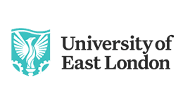 University of East London logo and course banner.
