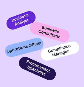 Word bubble graphic listing potential careers in Business such as Business Analyst,Business Consultant, Operations Officer, and more – featured on StudySelect’s Business courses page